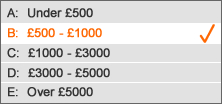Band B: &pound;500.00-&pound;1000.00
