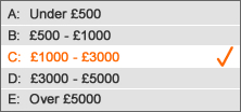 Band B: &pound;1000.00-&pound;3000.00