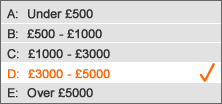 Band B: &pound;3000.00-&pound;5000.00