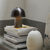 &Tradition Raku LED Portable Lamp Beige Grey & Bronzed