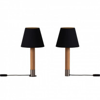 Santa & Cole Basica M1 Table Lamp Black Ribbon with Nickel Base