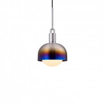 Buster + Punch Forked Shade + Globe Pendant Medium Opal Glass Burnt Steel Shade