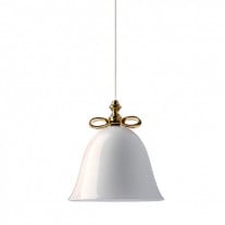 Moooi Bell Lamp Pendant Light Large White Glass with gold bow