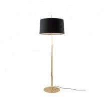 Santa & Cole Diana Floor Lamp Shiny Gold Structure/Black Linen Shade