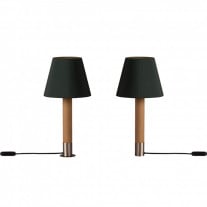 Santa & Cole Basica M1 Table Lamp Green Ribbon with Nickel Base
