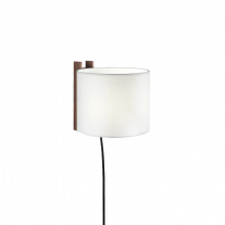 Santa & Cole TMM Corto Wall Light White Parchment Shade with Walnut Wood Structure Cable and Plug