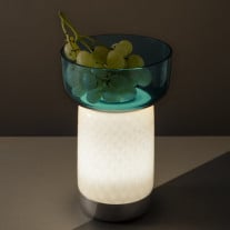 Artemide Bontà Portable LED Table Lamp Turquoise Bowl