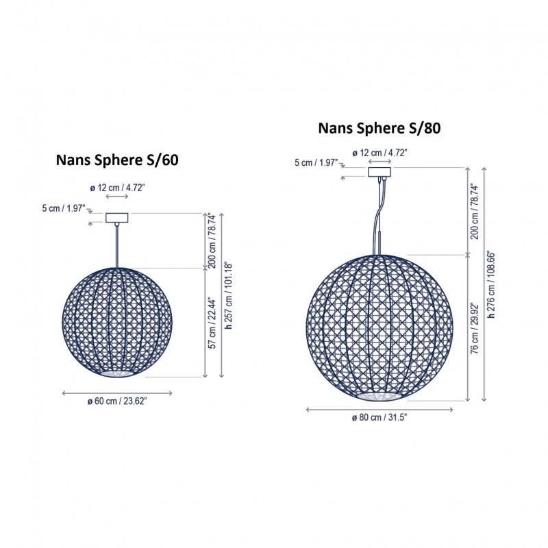 Specification image for Bover Nans Sphere Outdoor LED Pendant