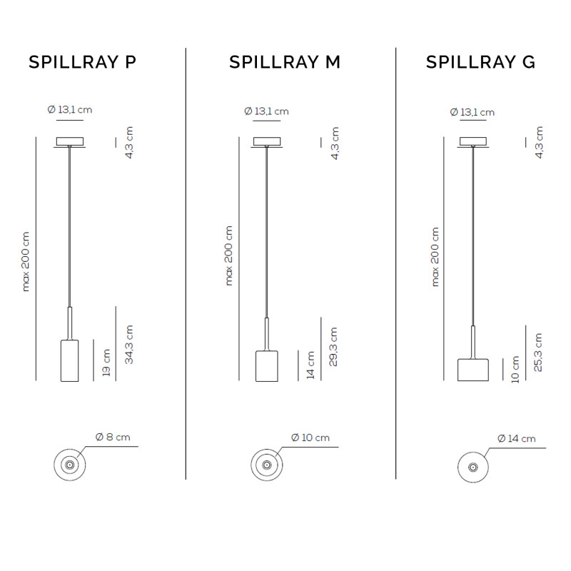 Specification image for Axolight Spillray Suspension Light