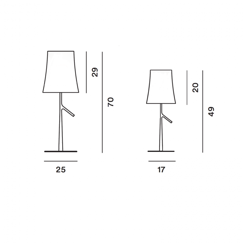 Specification image for Foscarini Birdie Table Lamp