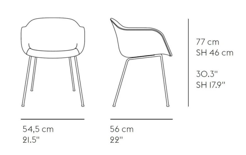 Specification image for Muuto Fiber Armchair - Leather Shell