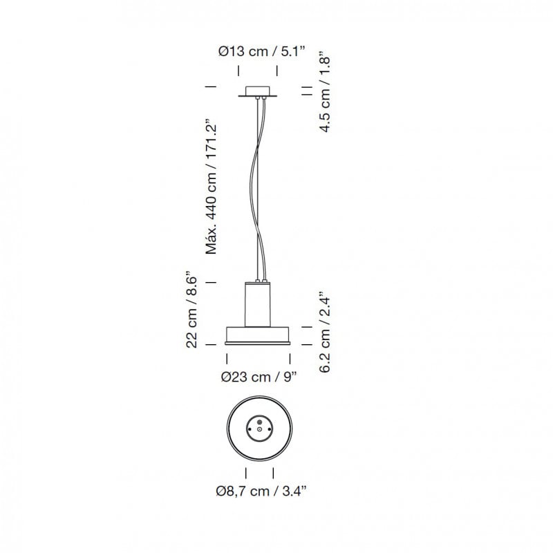 Specification image for Santa & Cole Arne S Domus LED Pendant