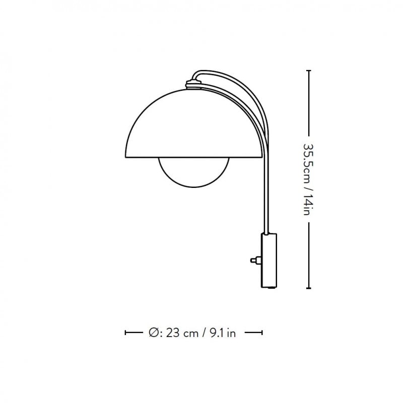 Specification image for &Tradition Flowerpot VP8 Wall Light
