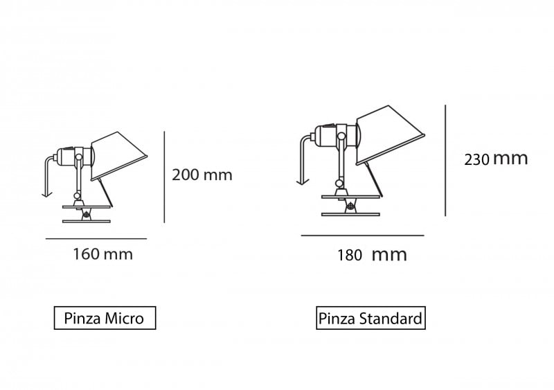 Specification image for Artemide Tolomeo Pinza Light with clip-on