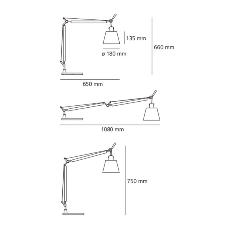 Specification image for Artemide Tolomeo Basculante Table Lamp