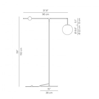 Specification image for Luceplan Malamata Floor Lamp