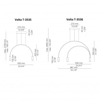 Specification image for Estiluz Volta LED Multiple Pendant