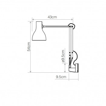 Specification image for Anglepoise Type 75 Lamp with Wall Bracket