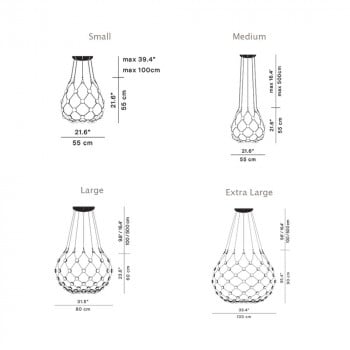 Specification image for Luceplan Mesh LED Suspension 80cm