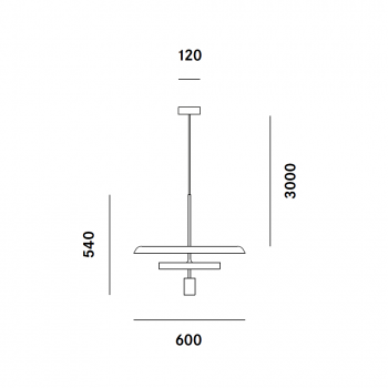 Specification image for Prandina Landing Glass S70 LED Pendant