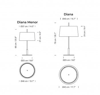 Specification image for Santa & Cole Diana Table Lamp
