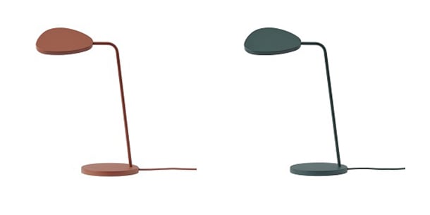 Muuto Leaf Table Lamps in copper brown and Dark Green