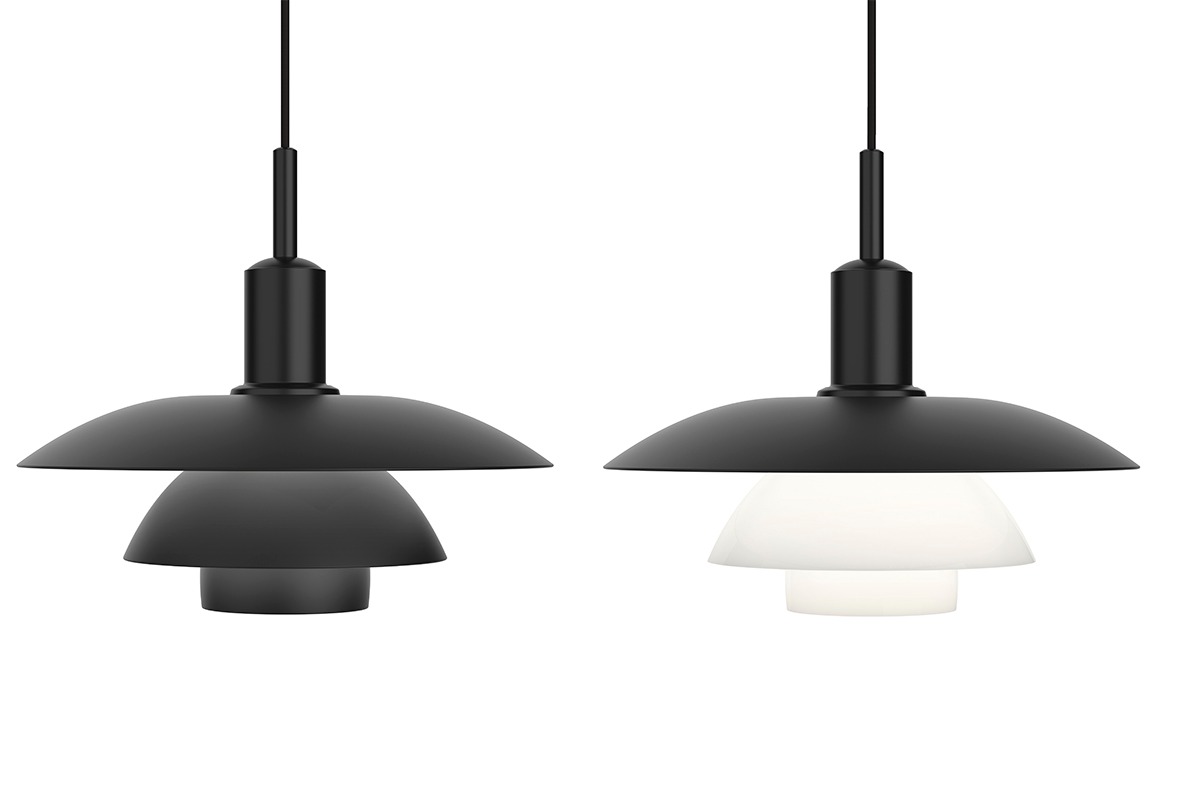 Louis Poulsen PH 5/5 Pendant Light All-Black and White/Black Top Louis Poulsen PH 5/5 Pendant Light All-Black and White/Black Top