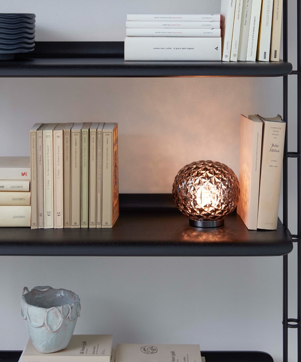 Kartell Adam shelves with portable lamp