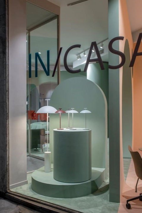 Kartell Mini Geen-A table lamp in showroom window
