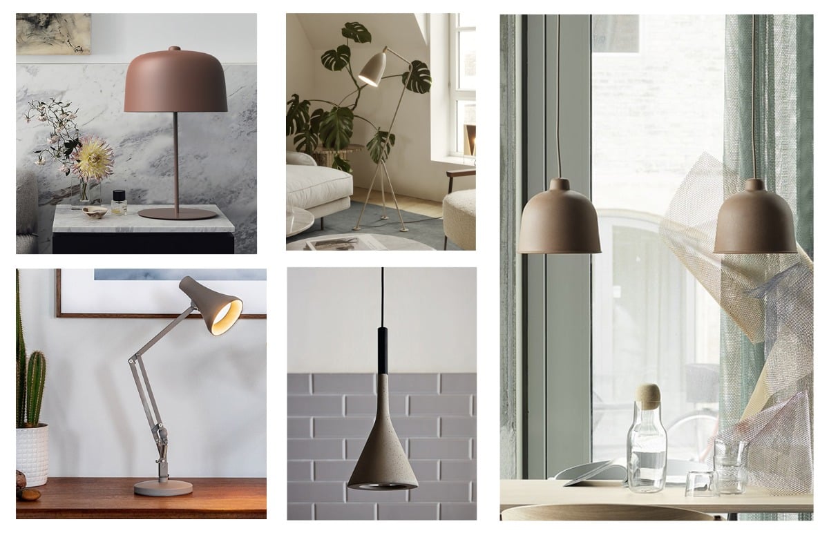 Neutral colour table lamps, pendant light and floor lamps