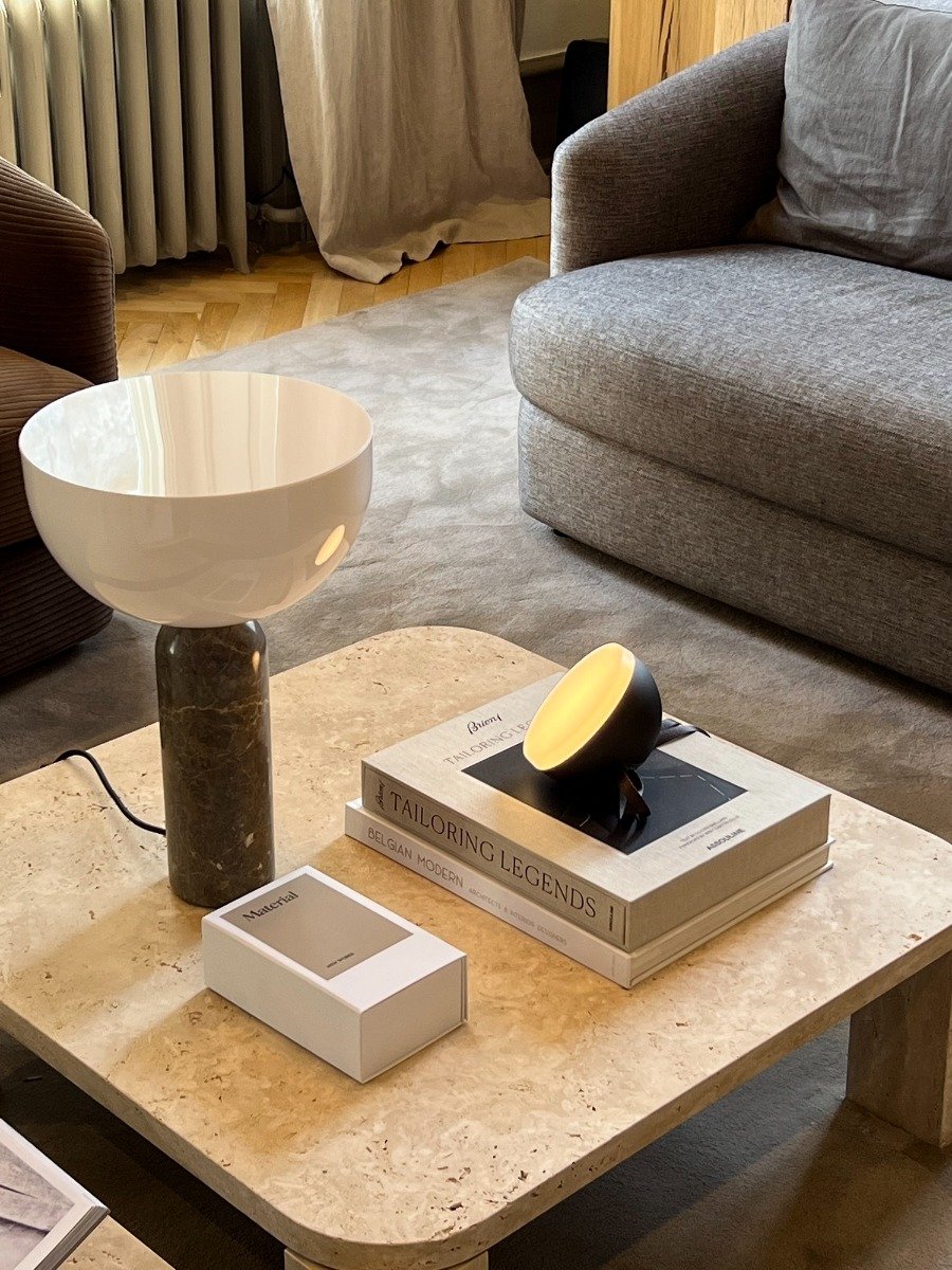 New Works coffee table and new lamps 