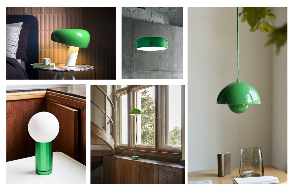 Green table lamps and pendant lights