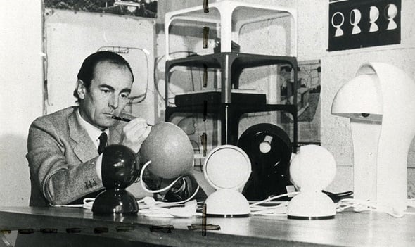 Vico Magistretti Working on Eclisse Table Lamp