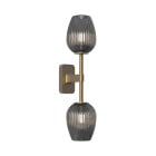Astro Tacoma Twin Tulip Wall Light Antique Brass Tulip Ribbed Smoke