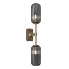 Astro Tacoma Twin Reed Wall Light Antique Brass Reed Ribbed Smoke