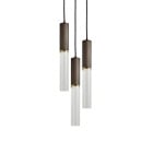 J. Adams & Co Flume 50 3 Drop Pendant Bronze - Clear Glass
