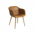 Muuto Fiber Armchair Leather Shell - Cognac/oak