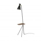 Warm Nordic Cone Floor Lamp with Table Black Noir with Teak Table
