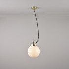 Original BTC Globe Pendant Small Opal Shade / Brass Fitting On