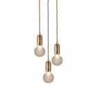 Lee Broom Crystal Bulb 3 Piece Chandelier Brushed Brass Frosted Bulbs