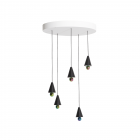 Petite Friture Cherry LED Multiple Cluster Pendant Round Black & Rainbow