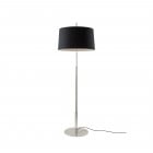 Santa & Cole Diana Floor Lamp Satin Nickel Structure/Black Linen Shade