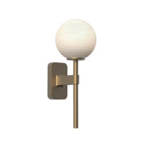Astro Tacoma Single Globe Wall Light Antique Brass Tacoma Ribbed White