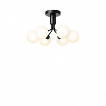 Nuura Apiales 6 Ceiling Light Satin Black/Opal White Glass