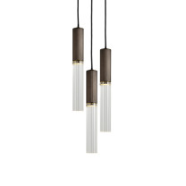 J. Adams & Co Flume 50 3 Drop Pendant Bronze - Clear Glass