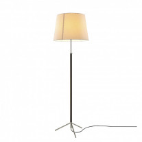 Santa & Cole Pie de Salon G1 Floor Lamp Stitched Beige Parchment shade with Chrome Plated Structure