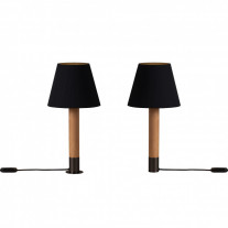 Santa & Cole Basica M1 Table Lamp Black Ribbon with Bronze Base