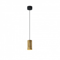 Santa & Cole Cirio Simple LED Pendant Polished Brass with Black Surface Canopy