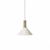 ferm LIVING Collect Pendant Cone Low Brass Socket with Light Grey Shade