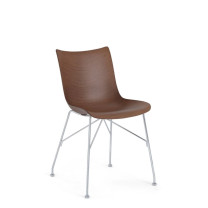 Kartell Smart Wood P/Wood Chair - Dark Wood, Chrome